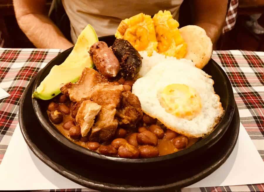 Bandeja Paisa - a typical plate of food in Colombia.