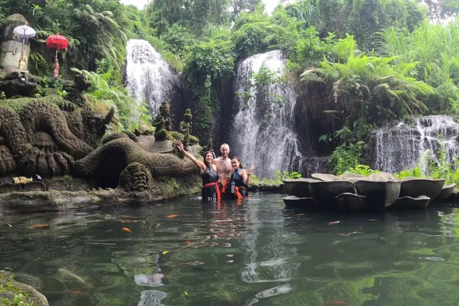 Jack and Abi at Taman Beji Griya Waterfall in the Serene Pools, Stage 5