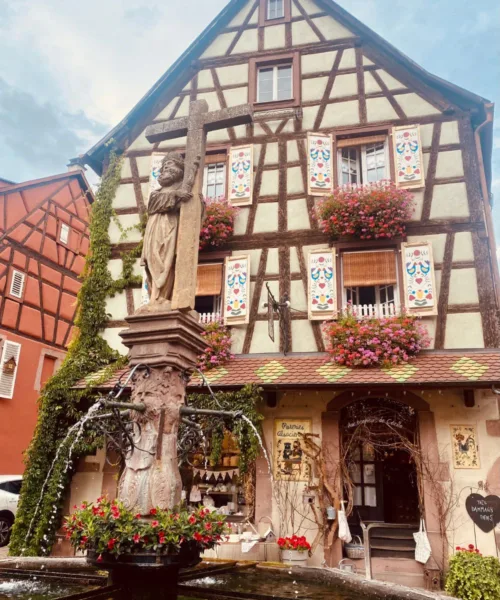 Fountain in Kaysersberg Village along the Alsace Wine Route