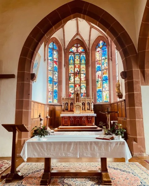 inside the Saint-Jacques-le-Majeur Church in Hunawihr