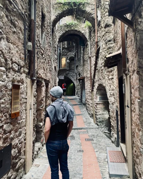 Jack walking in old town of Dolceacqua - Tera