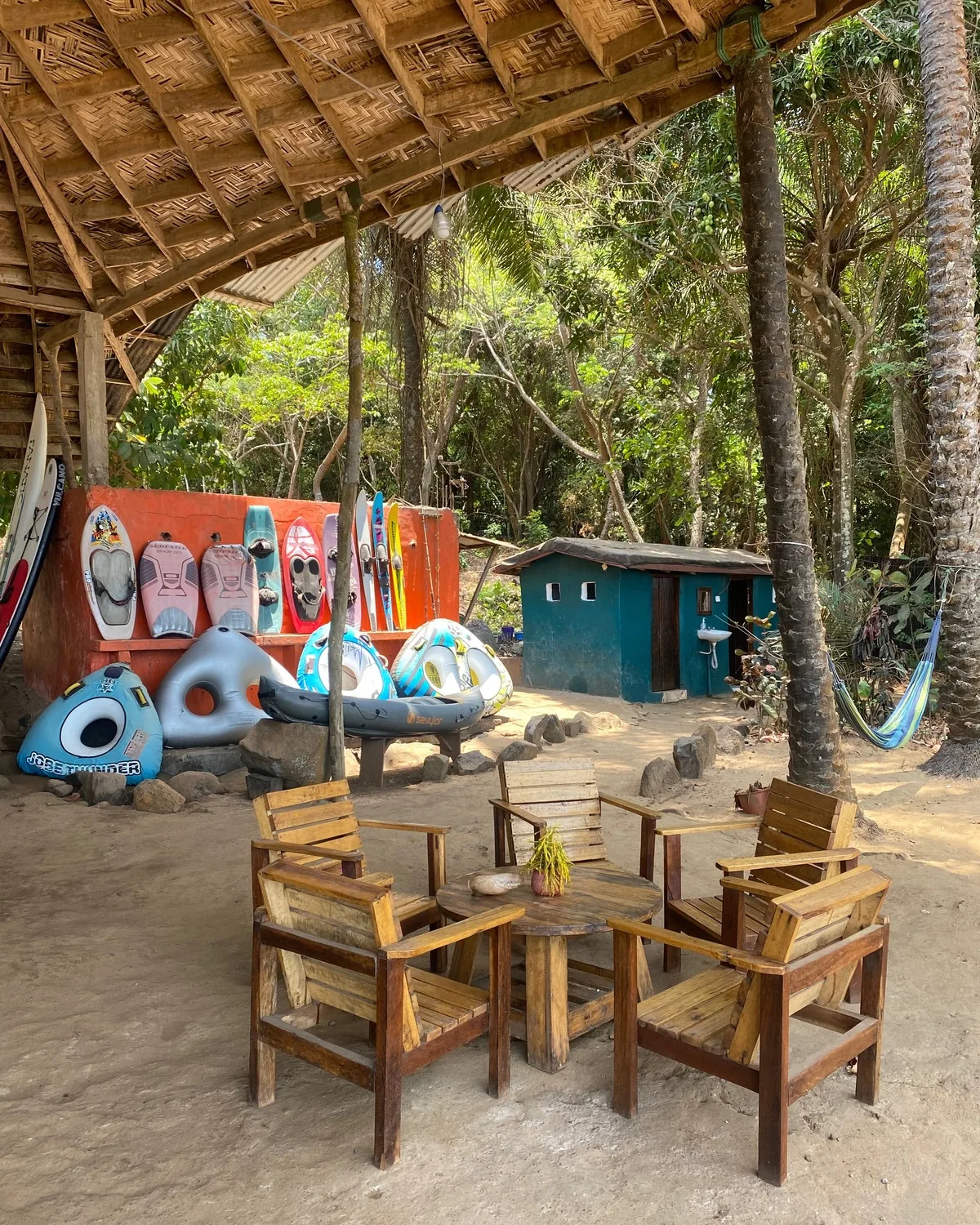 The communal area at Dalton Banana Guesthouse on the Banana Islands in Sierra Leone