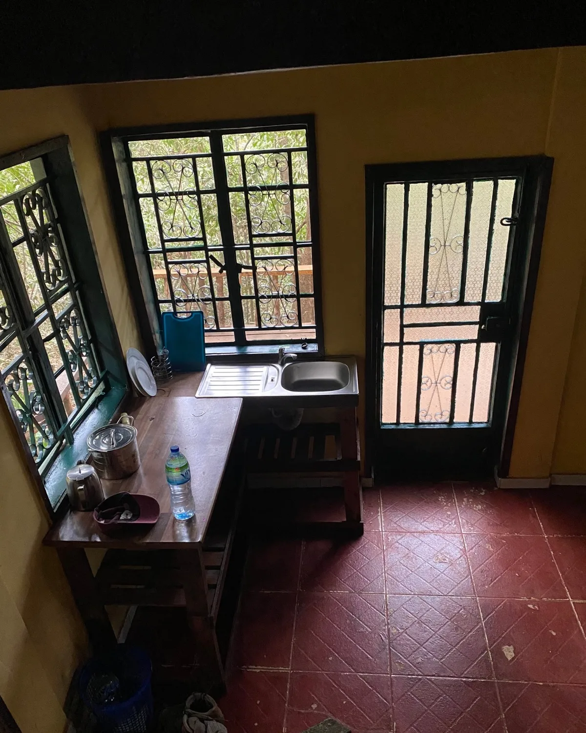Kitchen area of the eco lodge at Tacugama chimp sanctuary in Sierra Leone 