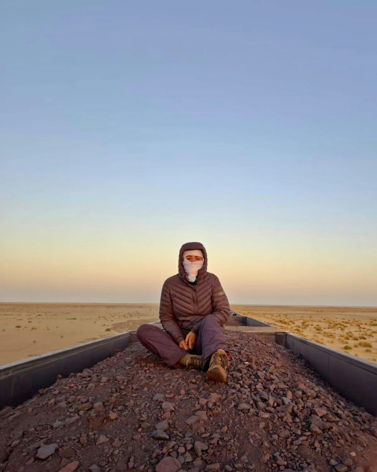 Abi on the iron ore train in Mauritania