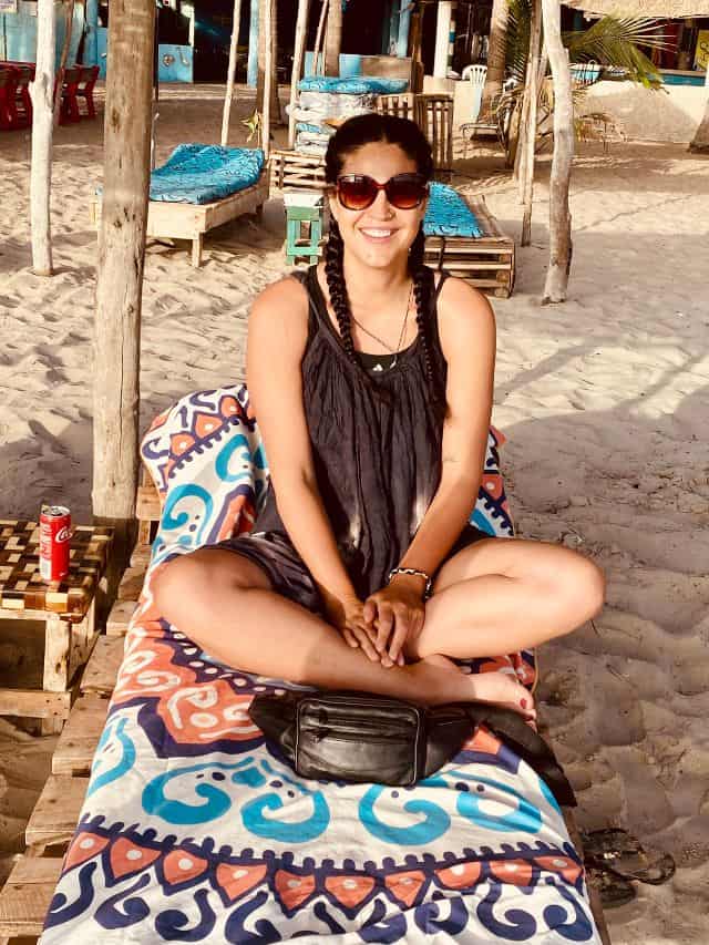 Abi on beach in The Gambia