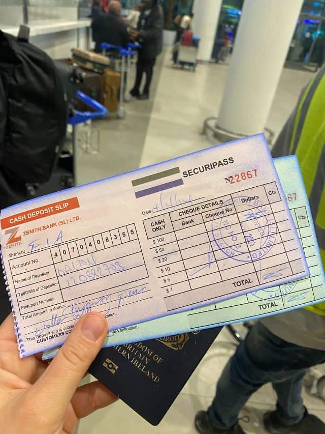 Sierra Leone Airport Tax ticket
