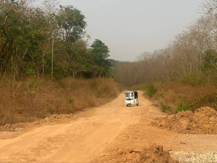 A tuk-tuk goes off the beaten path in Sierra Leone