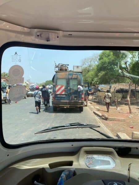 Queue of vehicles at Guinea border crossing
