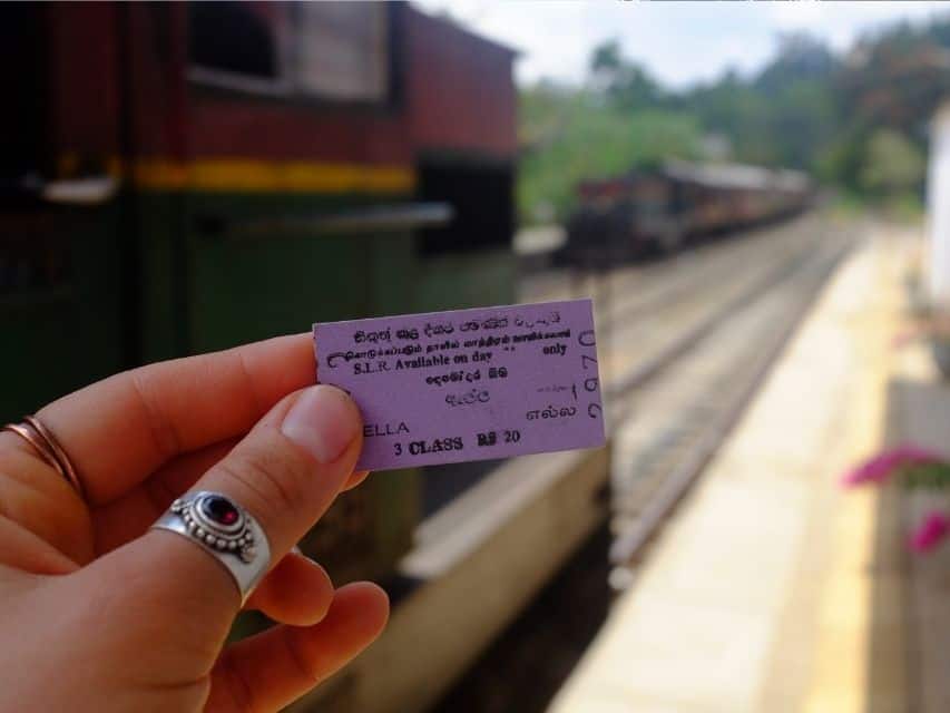 20 LKR ticket for the Demodara Railway Loop train back to Ella