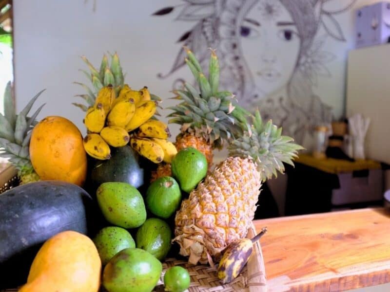 Fresh tropical fruit at the café area inside Ella Ceylonka guesthouse.