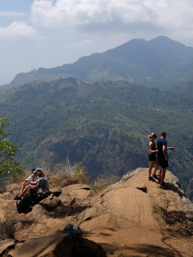 Panoramic mountain view from the free viewpoint on the Ella Rock hike in Sri Lanka.