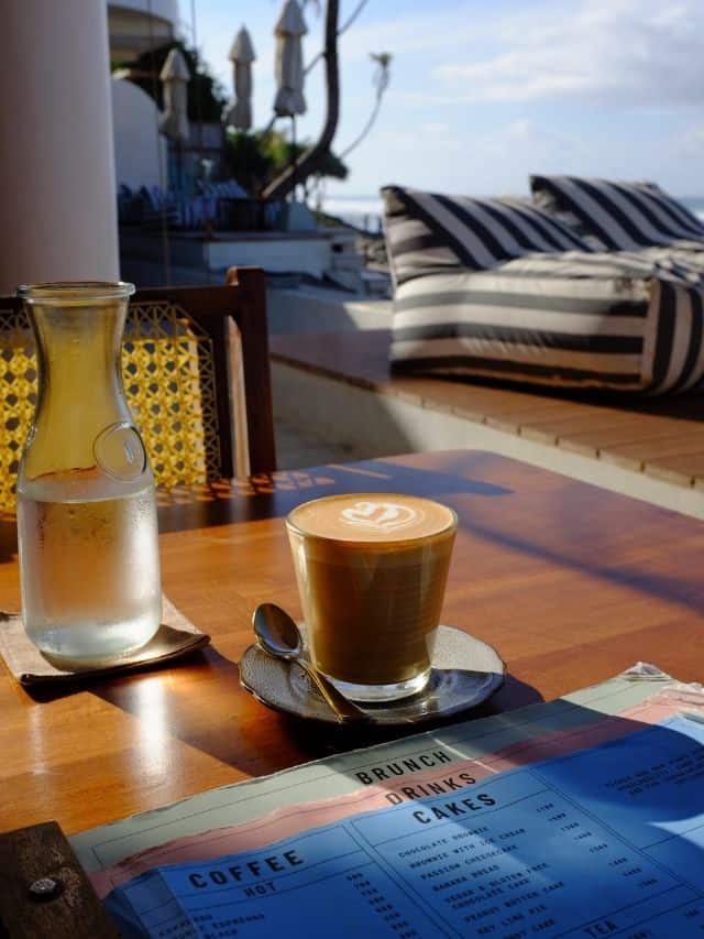 Drinking coffee on a sunny oceanfront café table in Cactus, is a favourite activity to do in Ahangama