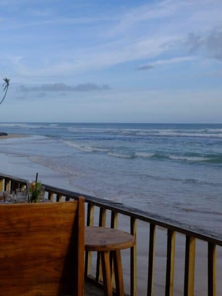 Oceanfront deck and waves along the 4 days in Ahangama itinerary
