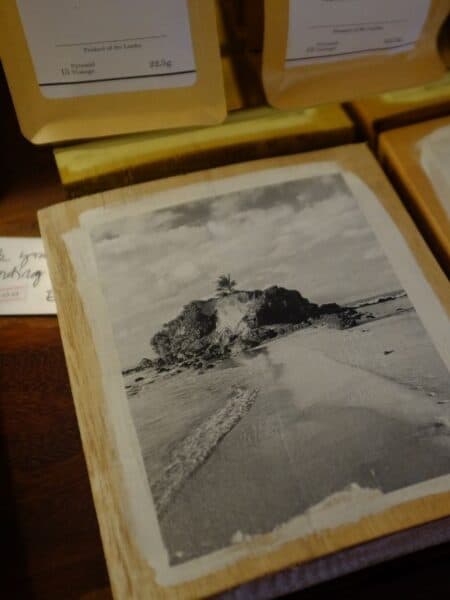 Black and white coastal print in a boutique shop near Ahangama