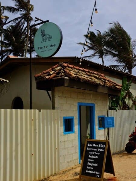 The Bus Stop restaurant and bar sign near Ahangama Beach