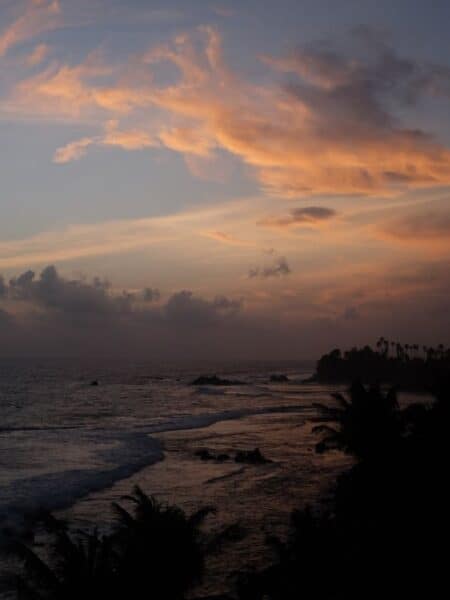 Moody sunset over the ocean near Ahangama