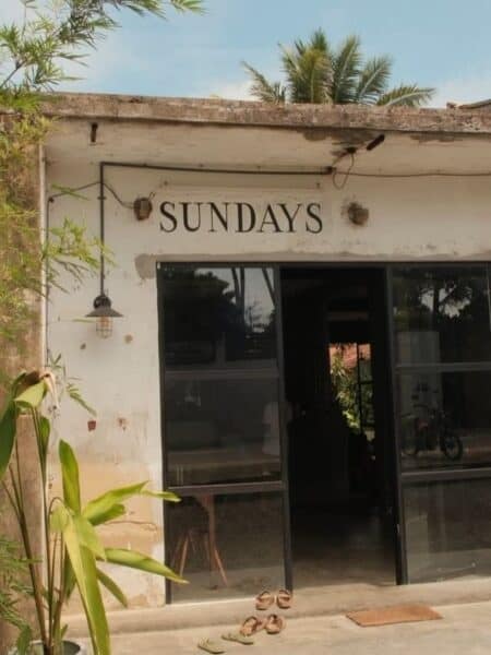 Exterior of Sundays, one of the seasonal cafes in Ahangama.