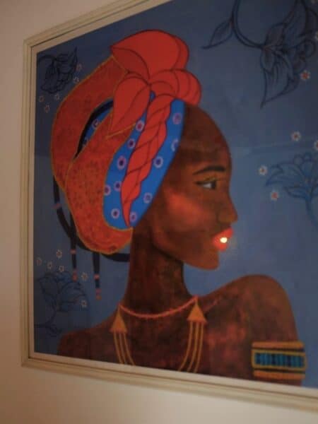 Colourful wall art inside Seven Black Diamonds accommodation in Ahangama.