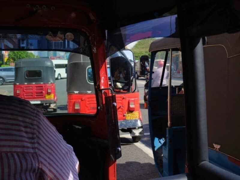 View from inside a tuk-tuk during a Colombo tuk-tuk tour