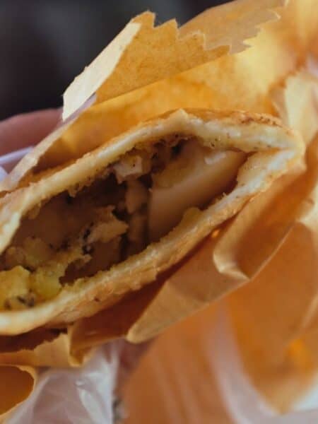 Close-up of a street food snack during a Colombo tuk-tuk tour