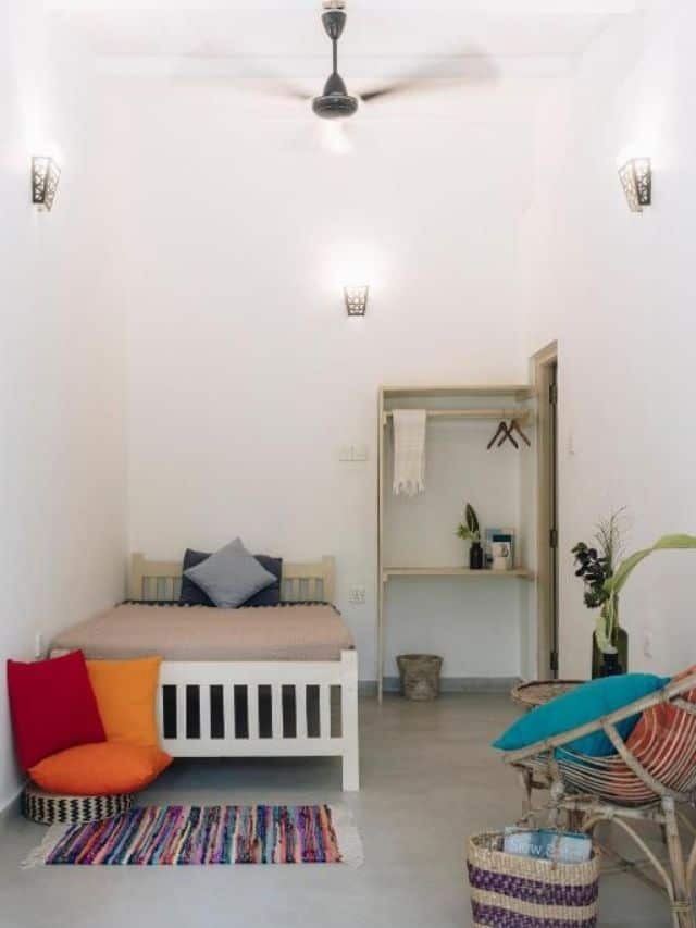 Simple bright private room at a budget-friendly stay in Ahangama Sri Lanka.