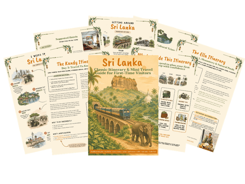 Sri Lanka 2 week itinerary classic route pull out pages and snapshots showing what is inside.