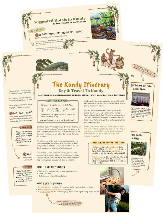 The Kandy itinerary snapshots for Sri Lanka 2 week itinerary